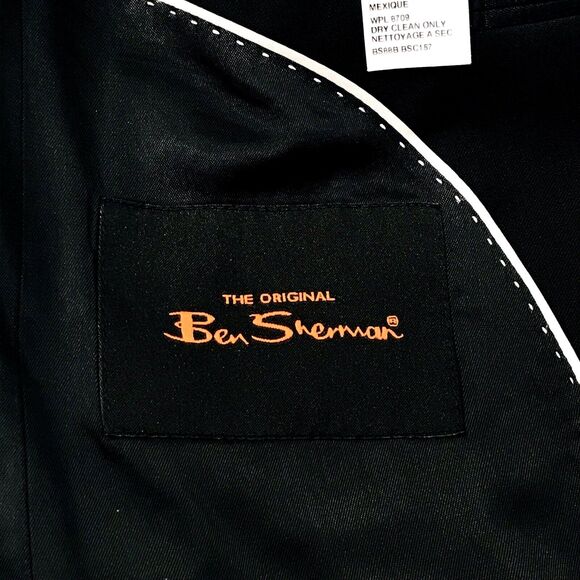 Ben Sherman Blazer BLACK Wool Ticket Pocket 2 Vent 40 Sport Coat Preppy Career - Picture 2 of 15